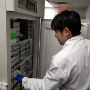 Edward Oh searches for stored samples